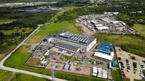 Aerial view developing large data center infrastructure Stock Photos