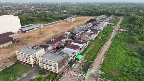Aerial View of Developing Residential Area and Green Fields Video stock 347349646