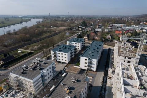 Aerial View of a Developing Suburb with Apartment Buildings Stock-Fotos
