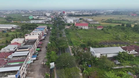 Aerial View of Developing Urban Road and Fields Video stock 347281490