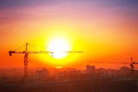 Aerial view of developing Yangon city at sunrise. Myanmar Aerial cityscape... Stock Photos