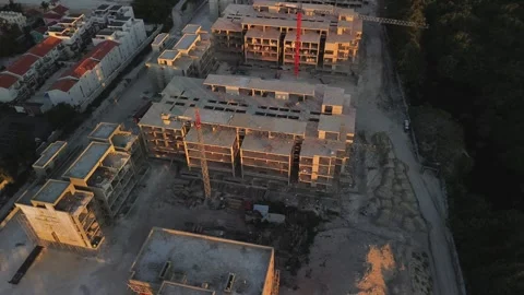 Aerial view of Development of New Coastal Area: Deforestation, Construction Site Video stock 272816981