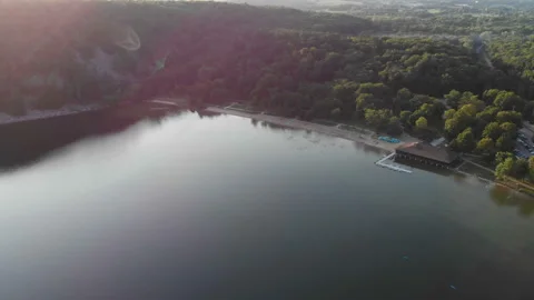 Aerial view Devil's Lake state park in Wisconsin. Stock Footage 114164914