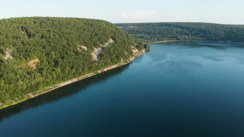 Aerial view Devil's Lake state park in Wisconsin. Stock Footage 114165051