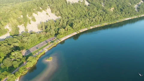 Aerial view Devil's Lake state park in Wisconsin. Видео 114165501