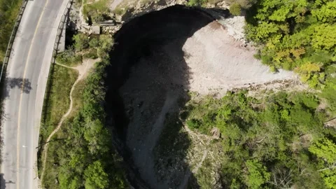 Aerial view of Devil's Punchbowl Conservation Area, Canada. Stock Footage 337635732