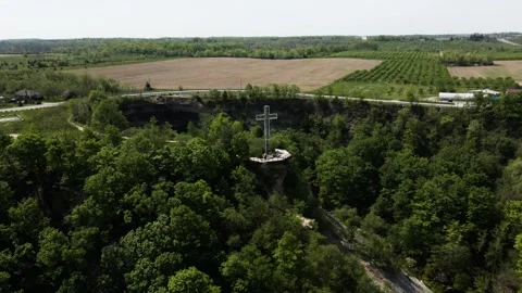 Aerial view of Devil's Punchbowl Conservation Area, Canada. Stock Footage 337636230