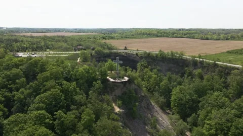 Aerial view of Devil's Punchbowl Conservation Area, Canada. Stock Footage 337636374