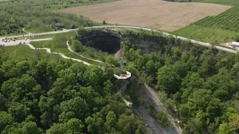 Aerial view of Devil's Punchbowl Conservation Area, Canada. Stock Footage 337637646