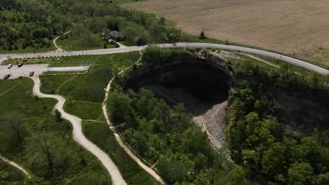 Aerial view of Devil's Punchbowl in Hamilton, Canada. Stock Footage 337637089