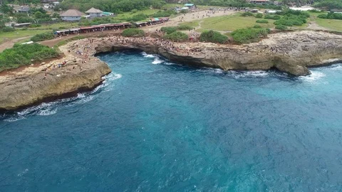 Aerial view of Devil's Tear, Nusa Lembongan Stock Footage 102993594