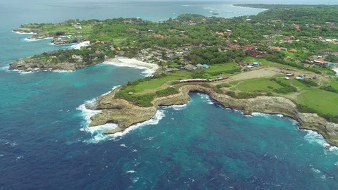 Aerial view of Devil's Tear, Nusa Lembongan Stock Footage 106719939