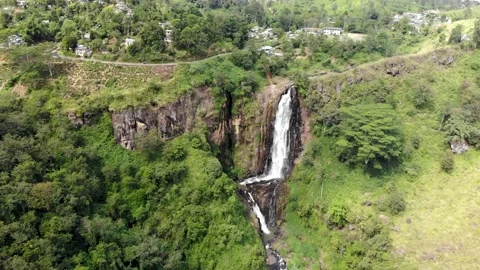 Aerial view of Devon falls in Sri Lanka Stock Footage 170091283