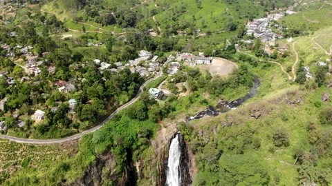 Aerial view of Devon falls in Sri Lanka Video stock 170091380