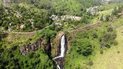 Aerial view of Devon falls in Sri Lanka Stock Footage 170091419