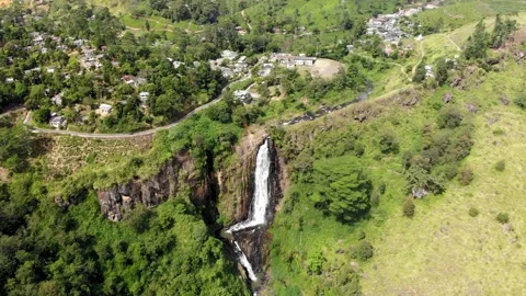 Aerial view of Devon falls in Sri Lanka Stock Footage 170091423