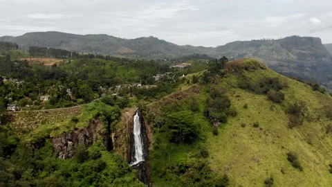 Aerial view of Devon falls in Sri Lanka Stock Footage 170091488