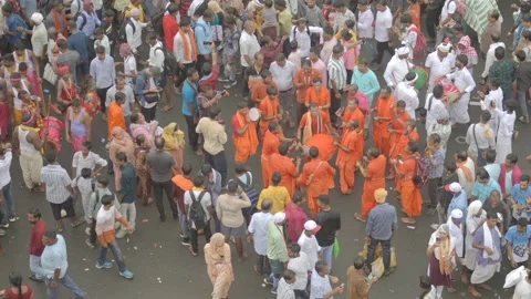 Aerial view of devotees during Jagannath Rath Yatra in Puri Odisha India 库存影片 334713532