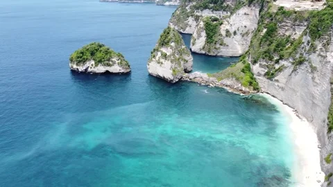 Aerial View of Diamond Beach Cliffs and Turquoise Water, Nusa Penida Bali Stock-Footage 333100687
