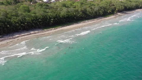 Aerial View of Diamond Beach Waves and Visitors — Martinique Stock Footage 318012238