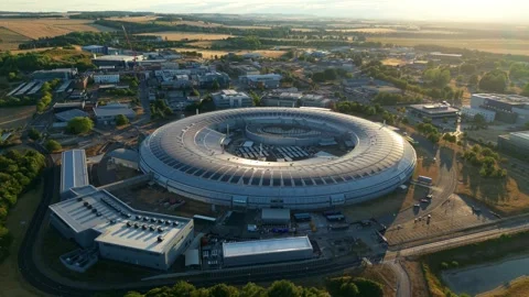 Aerial view of Diamond Light Source facility in Didcot, United Kingdom. Stock Footage 341423673