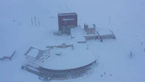 Aerial view Diavolezza mountain peak station Stock Footage 151786997