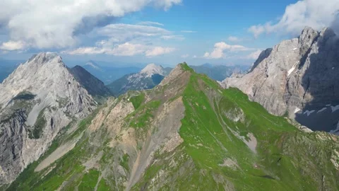 Aerial view of different mountain peaks. Hiking lifestyle Stock Footage 263349076