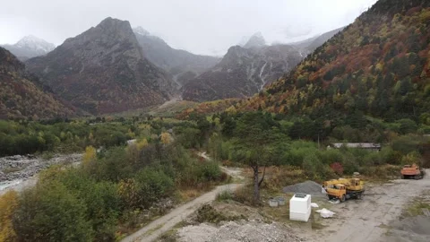 Aerial view of Digorskoye Gorge Stock Footage 336482939