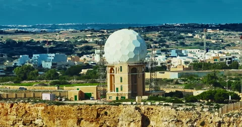 Aerial view of Dingli radar Installation in Malta Stock Footage 328232908