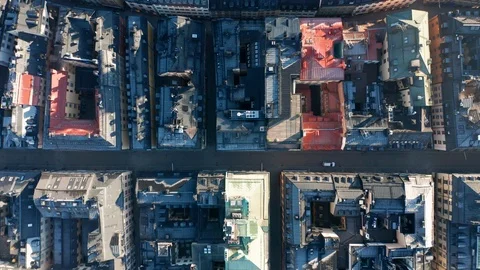 Aerial view directly above rooftops &amp; houses Stock Footage 127508030