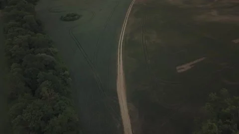 Aerial View of Dirt Road Through Farmland Near Vistuk, Slovakia Stock Footage 341361406