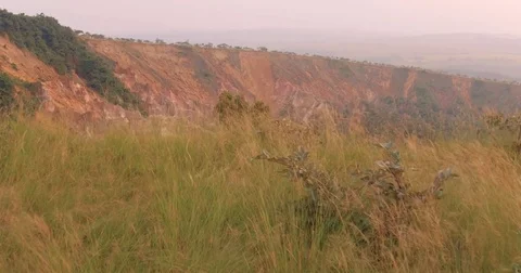 Aerial view discovery above deep sharp vegetable canyon in Africa Gabon 2015 Video stock 82355138