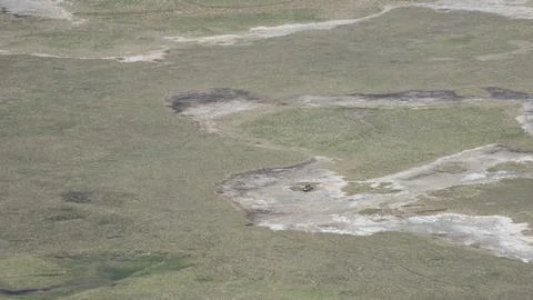 Aerial View of Distinct and Unique Soil Patterns Alongside Diverse Landscape Stock Photos