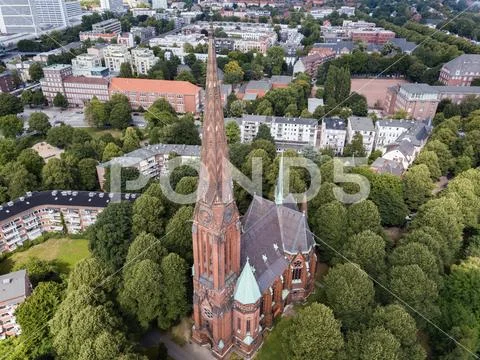 Aerial view of the districts of the city of Hamburg. Germany Summer Stock Photos