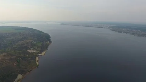 Aerial view of Dnieper river Stock Footage 74223990