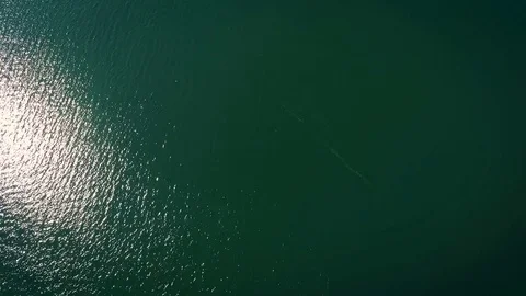 Aerial view of the dock in the port. Workers unload dry cargo ships with Stock Footage 84745288