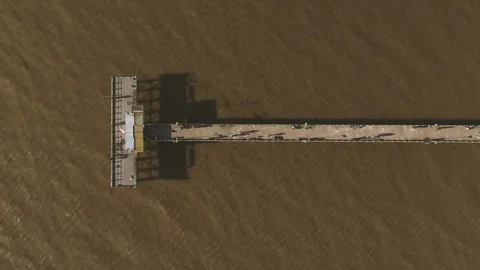 Aerial view of a dock in the Rio de la Plata on the Quilmes waterfront. Stockbeeldmateriaal 242344928