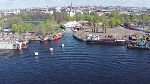 Aerial View to Dock for Ships Stock Footage 49927664
