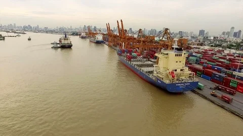 Aerial View of Dockyard Stock Footage 77513938