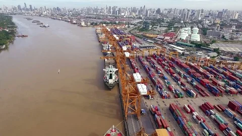 Aerial View of Dockyard Stock Footage 79844273