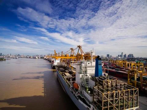 Aerial View of Dockyard Stock Photos