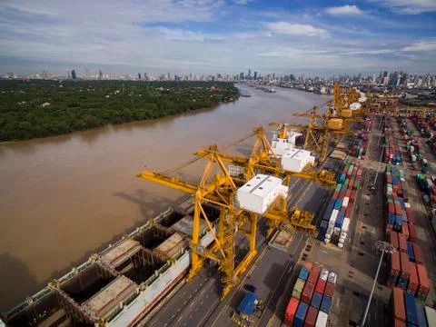 Aerial View of Dockyard Stock Photos