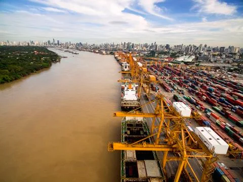 Aerial View of Dockyard Stock Photos