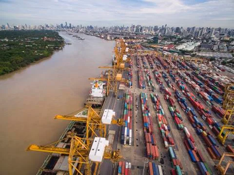 Aerial View of Dockyard Stock Photos