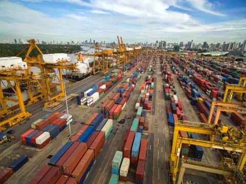 Aerial View of Dockyard Stock Photos