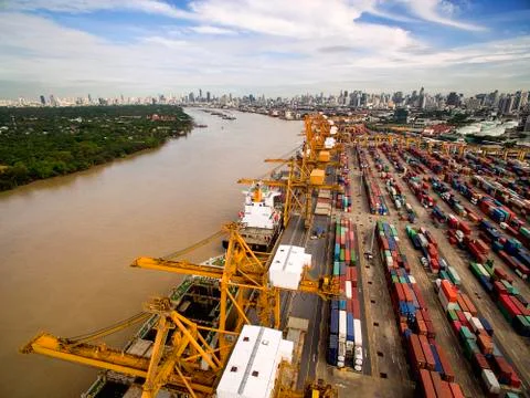Aerial View of Dockyard Stock Photos