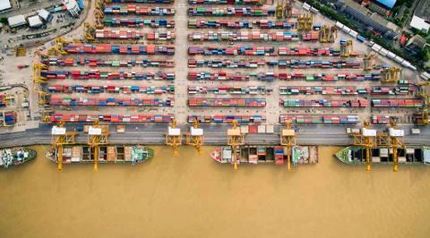 Aerial View of Dockyard Stock Photos