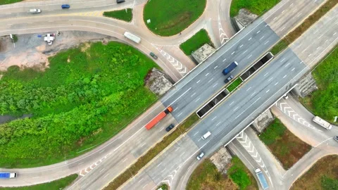 Aerial view of a dogbone interchange. Stock Footage 249728846