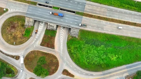 Aerial view of a dogbone interchange. Stock Footage 249728893