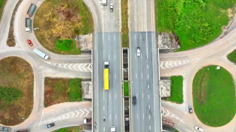 Aerial view of a dogbone interchange. Stock Footage 249728973